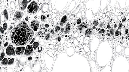 Abstract cellular structure, organic form, white background, digital art, possible use as design element
