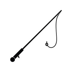 Fishing Rod Silhouette Angling Equipment Illustration for Outdoor Recreation and Leisure Activities