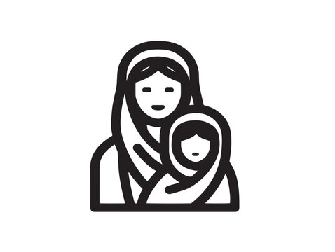 World Refugee Day icon 2D vector line art in a clean minimalist design