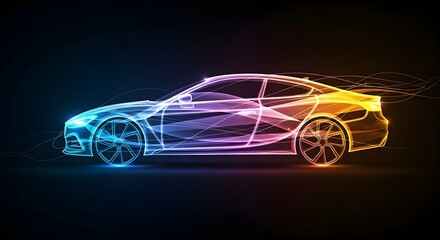 Naklejka premium Futuristic Minimal Car Silhouette Logo – Sleek Line Art Vector Design