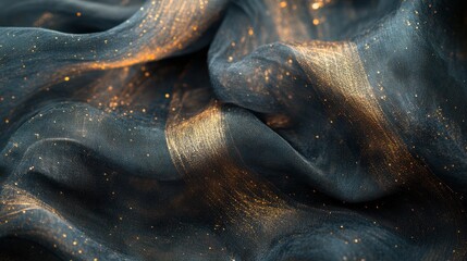 Dark Fabric Texture with Golden Highlights