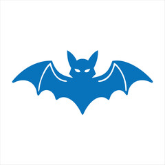 Dark Blue Bat Silhouette Icon – Halloween, Mystery, Night Creature, Vector Symbol for UI, Branding, and Seasonal Design
