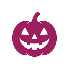 Halloween Jack-o'-Lantern Icon – Magenta Pumpkin with Spooky Face, Festive Vector for Autumn and Holiday Design