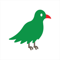 Green Bird Cartoon Icon – Cute Animal Vector for Kids, Nature, and Educational Design