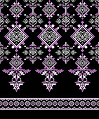 Luxury seamless damask vector pattern in purple, white, and black with baroque and floral motifs, suitable for fabric design, wallpaper, and elegant packaging backgrounds.