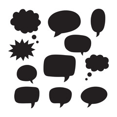 Pack of hand drawn comic speech bubbles