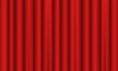 Red curtains. Vector 3d illustration.