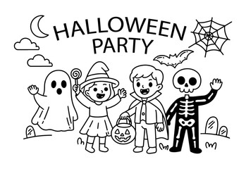 hand drawn background with halloween sketches