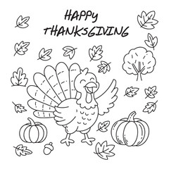 hand drawn happy thanksgiving day background autumn