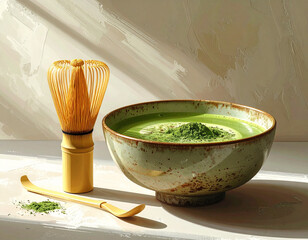 Abstract Matcha Green Tea Art