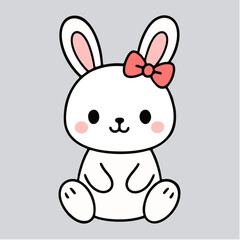 cute rabbit with red ribbon