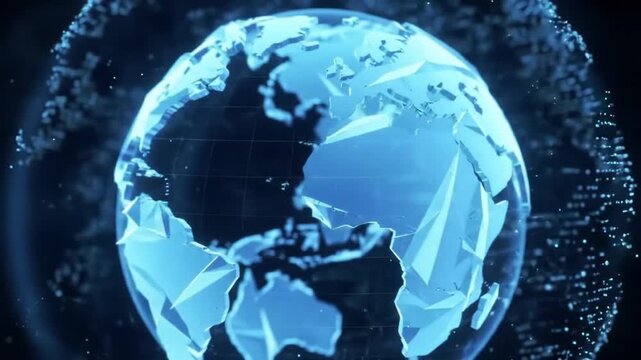 Digital earth globe animation abstract world map with technology concept