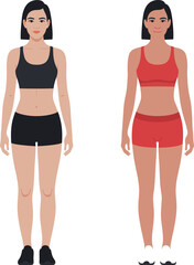 Female Body Change Concept in Sportswear Vector.