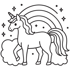 Cute Unicorn with Rainbow Coloring Page