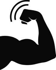 Flexed Arm Silhouette with Motion Lines Representing Strength and Empowerment
