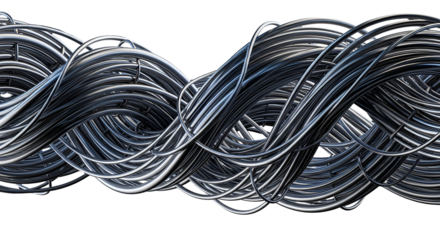 3d icon of tangled metal wire isolated on transparent background abstract industrial cable or electrical cord