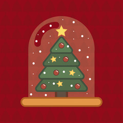 Christmas tree in a snow globe Vector