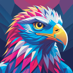 Vibrant Geometric Eagle Head Illustration