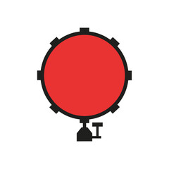 Fototapeta premium Red Drum Instrument with Black Accents on White Background.