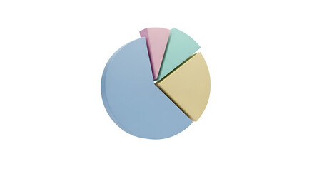Fototapeta premium 3d icon of pastel pie chart showing business statistics isolated on transparent background, indicating market share and growth