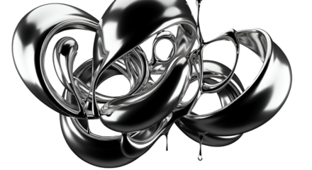 3d icon of abstract chrome shape isolated on transparent background, a modern and futuristic design element for graphic projects