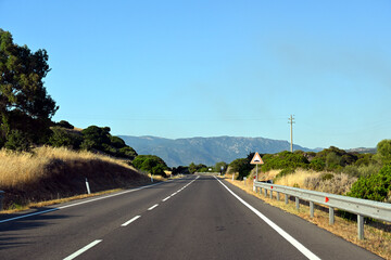 View from State Road 672 Sassari-Tempio (SS 672), an important Italian interprovincial highway in Sardinia, Italy.