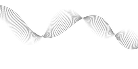Elegant flowing grey wave lines on white background. Minimalist abstract motion design for modern banners, digital art, technology wallpapers, or clean website templates.