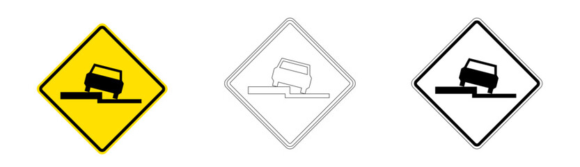 Severe Grade Road Sign Steep Slope Warning Traffic Sign in Vector Format