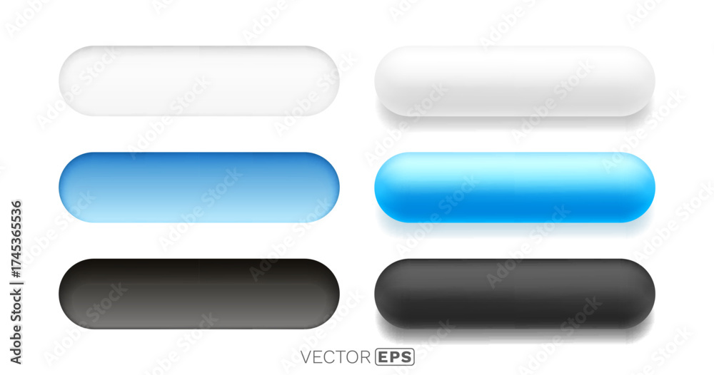 Wall mural set of blank, modern ui buttons with glossy and matte styles.