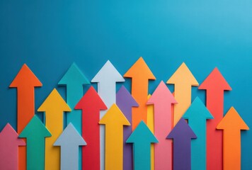 Colorful Upward Arrows on Blue Representing Growth and Progress