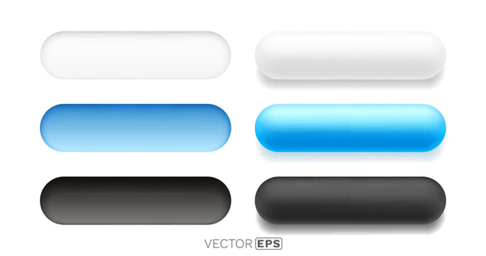 Set of blank, modern UI buttons with glossy and matte styles.