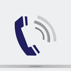 Modern telephone icon with sound waves calling for attention, designed for business communication solutions and innovative technology applications