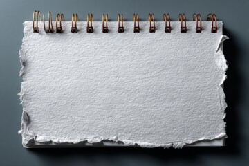 Textured white paper sheet offering copy space on a spiral-bound notepad