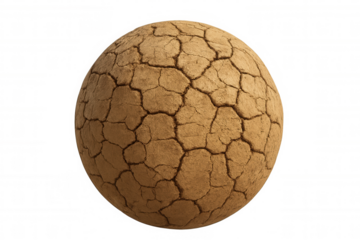 Cracked dry earth globe representing global warming and climate change, facing drought and desertification