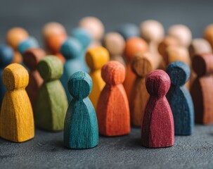 Colorful Wooden Pegs Arranged in a Pattern on a Dark for Craft Projects