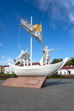 TOBOLSK, RUSSIA - AUGUST 26, 2025: Monument to the founder of the city of Tobolsk, Danila Chulkov close-up. Tyumen region