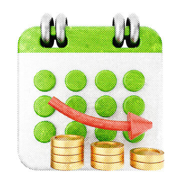 3d calendar decrease profit halftone style
