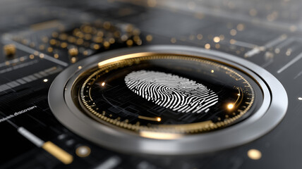 High-resolution image of a digital fingerprint scanner as part of a biometric security system