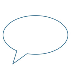 Blue Outline Speech Bubble on White Background