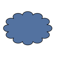 Blue Cloud Shape with Black Outline on White Background - Vector Illustration