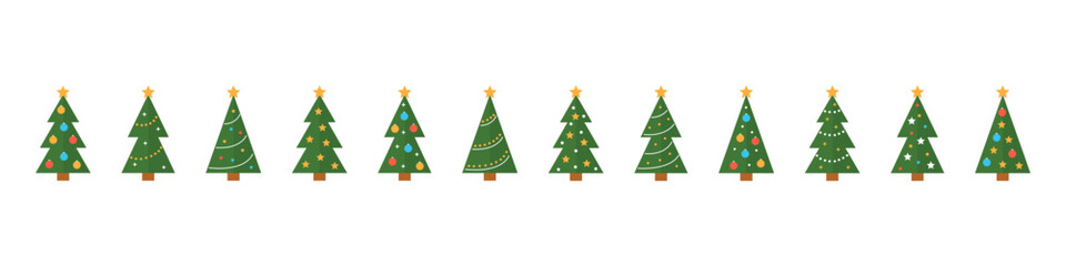 Christmas tree sign. Winter season pine vector set. Green christmas tree isolated vector set.