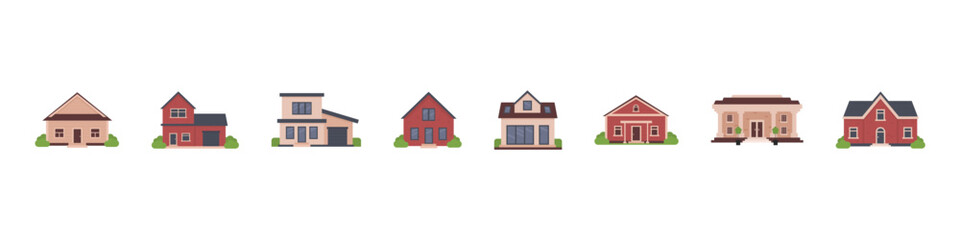 Home sign. House vector set. Real estate sign set. Single family home icon. Sale house cartoon set.