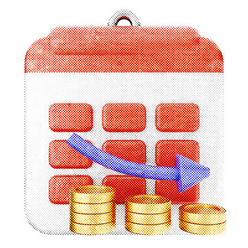 3d calendar decrease profit halftone style