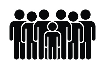 People crowd group black silhouette vector icon