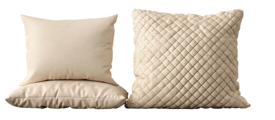 Fototapeta premium Two cream-colored decorative throw pillows