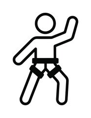 Rock climbing safety harness person outline vector symbol