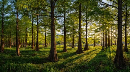 Obraz premium Bald cypress field at Dawn