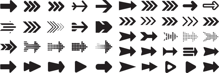 Arrow Icon Set – Black Cursor and Directional Arrow Symbol Collection