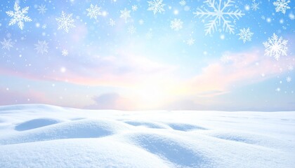 Winter Wonderland Snowscape with Falling Snowflakes.