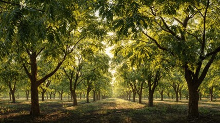 Fototapeta premium English walnut field at Dawn